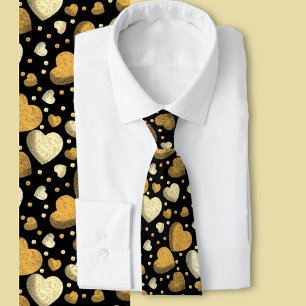Gravata Gritty Amor corações ouro  