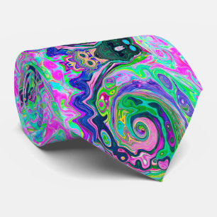 Gravata Groovy Abstrato Aqua e Marinho Lava Swirl