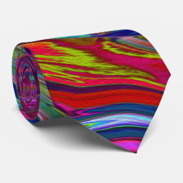 Gravata Groovy Abstrato Retro Magenta Dark Rainbow Swirl