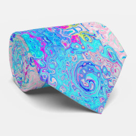 Gravata Groovy Abstrato Retro Robin Ovo Blue Swirl