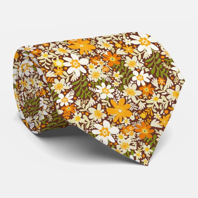 Gravata Groovy Boho Flores de Primavera (Rolled)