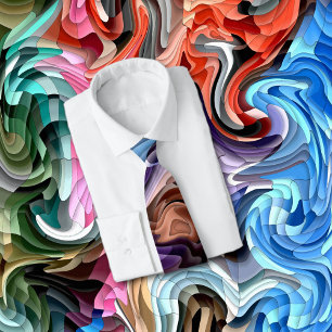 Gravata Groovy Colorful Fluid Patchwork Abstrato Mosaico