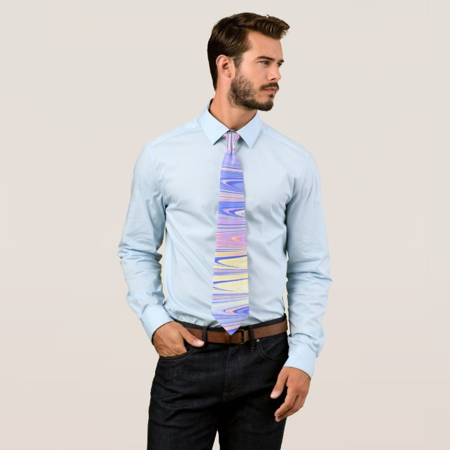 Gravata Groovy Eclético Excêntrico Ondulado Pastel Abstrat (In Situ)