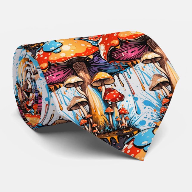 Gravata Groovy Mushroom Tie - Onde A Arte Conhece A Elegân (Rolled)