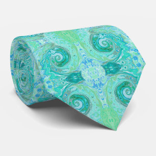 Gravata Groovy Retro Verde Menta e Azul Redemoinho