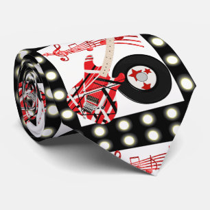 Gravata Guitar Music Notes e Record Impressão