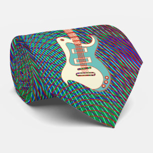 Gravata Guitarra Verde Vintage trippy retro Pop Art