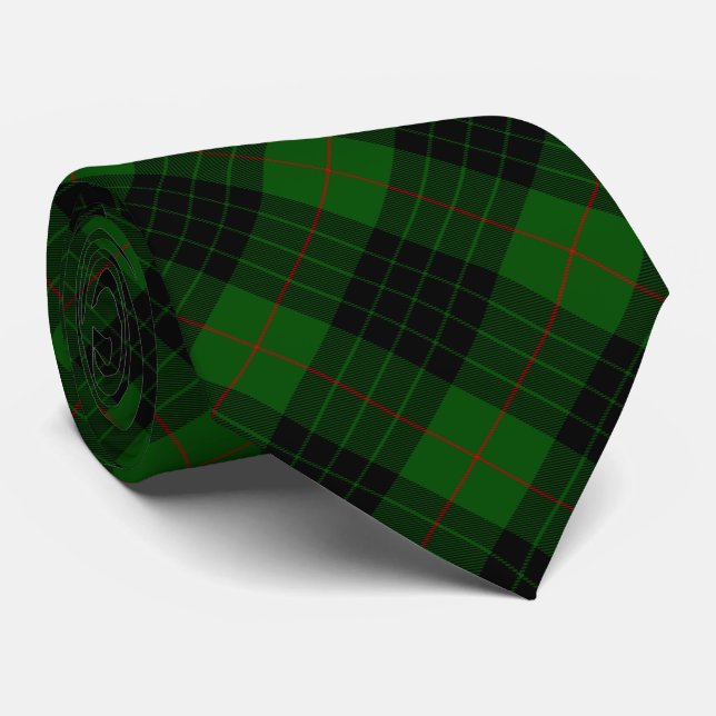 Gravata Gunn tartan green xadrez negra (Rolled)