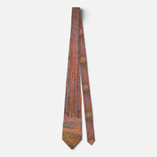 Gravata Gustav Klimt Fir Forest Tannenwald árvores vermel