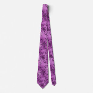 Gravata Halloween de roxo sem emenda Foil e teias de aranh