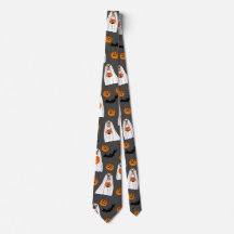 Halloween Neck tie com cães fantasmas abóboros bat
