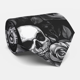 Gravata Halloween Preto De Cascas E Rosas