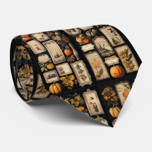 Gravata Halloween Pumpkins etiquetas de vintagem