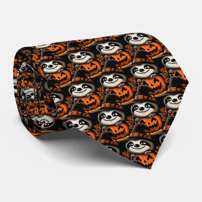 Gravata Halloween Sloth Pumpkin Festivity (Rolled)