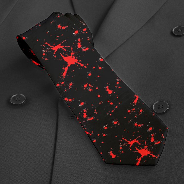 Gravata Halloween Vermelho e Negro Splatter (Blood Splatter Red & Black Halloween Neck Tie)
