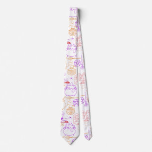 Gravata Halloween Witchcraft Pattern Neon 01
