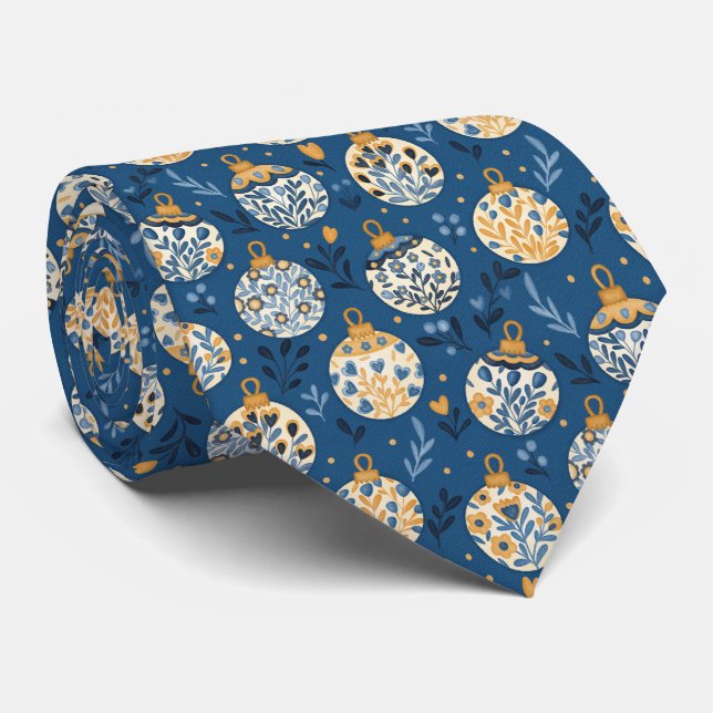 Gravata Hand Drawn Nordic Folk Art Neck Tie (Rolled)