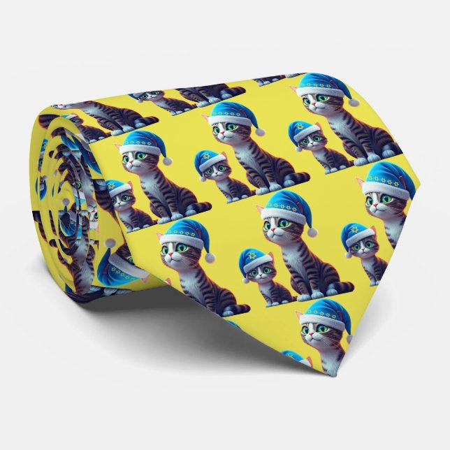 Gravata Hanukkah Cats (Rolled)