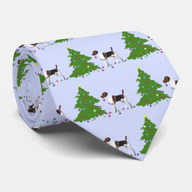 Gravata Harrier ou Beagle Silhouette Design de Natal (Rolled)