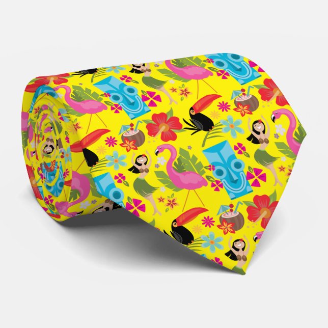 Gravata Havaiano Luau Tiki Tie (Rolled)