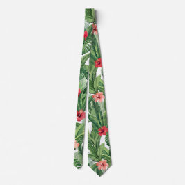 Gravata Hawaiai Aloha Veste Flor Tropical Vermelho Verde F