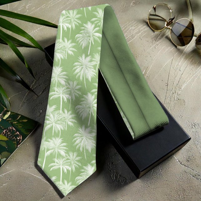 Gravata Hawaiian Palm Tree Silhouette Green ID1093 (Criador carregado)