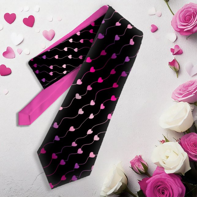 Gravata Heart on a String Pattern Gradient Pink ID628 (Criador carregado)