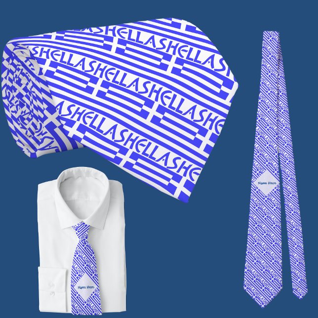 Gravata Hellas e Bandeira Grega Azulejada Personalização  (Criador carregado)