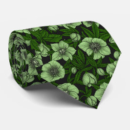 Gravata Hellebores brancos com folhas