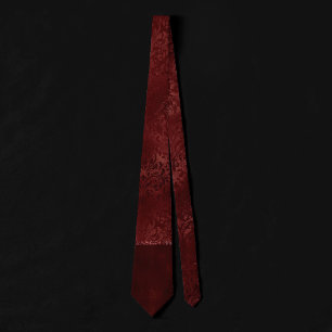 Gravata Henna Romance Rosa Damasco vermelho-escuro Satin