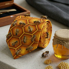 Gravata Hexágono de Mel Dourado