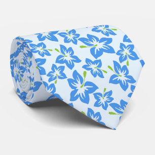 Gravata Hibisco Azul, Flores Azuis, Padrão De Flores