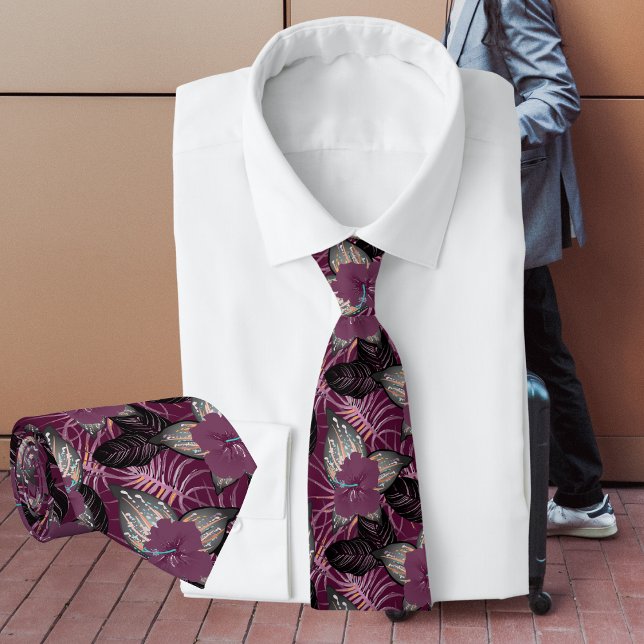 Gravata Hibiscus Tropical Burgundy (Criador carregado)