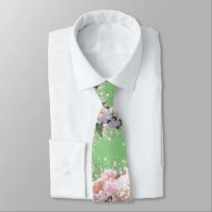 Gravata Hidrampas brancas-romanas, cor-de-rosa, flores bra