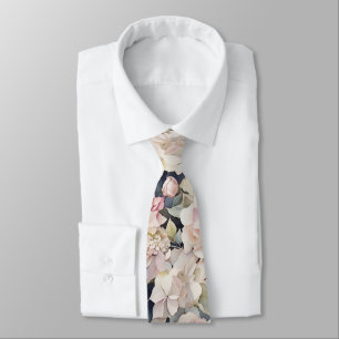 Gravata Hídrangas florais de cor-de-água rosa Elegante