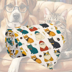Gravata Hipster Faux Silk Cavalheiro Gatos Elegantes