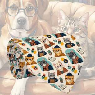 Gravata Hipster Faux Silk Cavalheiro Gatos Elegantes