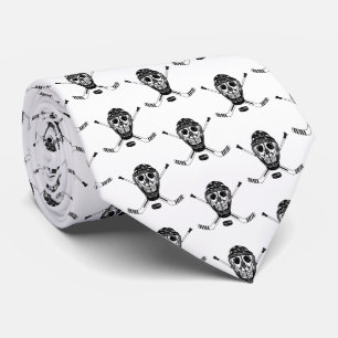 Gravata Hockey Goalie Skull e Sticks Tie
