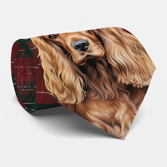 Gravata Holiday Cocker Spaniel Dog with Christmas Plaid (Rolled)