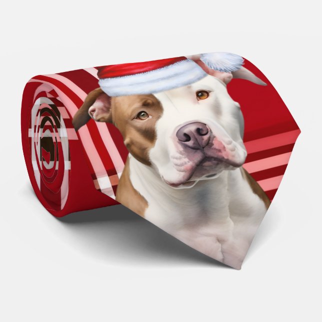 Gravata Holiday Staffordshire Terrier Red Xadrez Natal (Rolled)