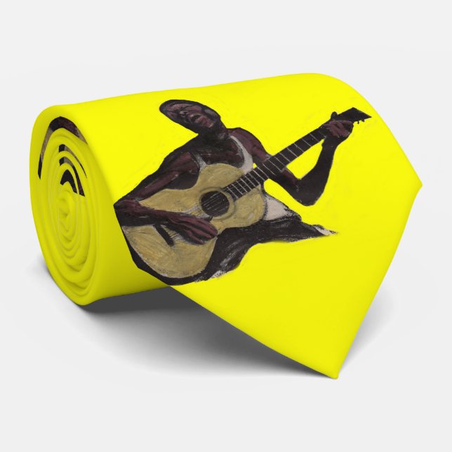 Gravata homem azul cantando o blues (Rolled)