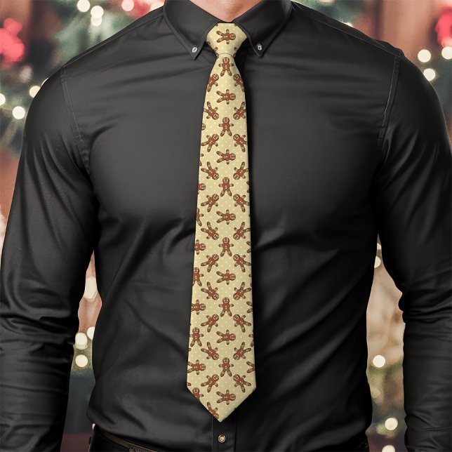 Gravata Homem de Biscoito Amarelo de Bolinhas Natal (Criador carregado)