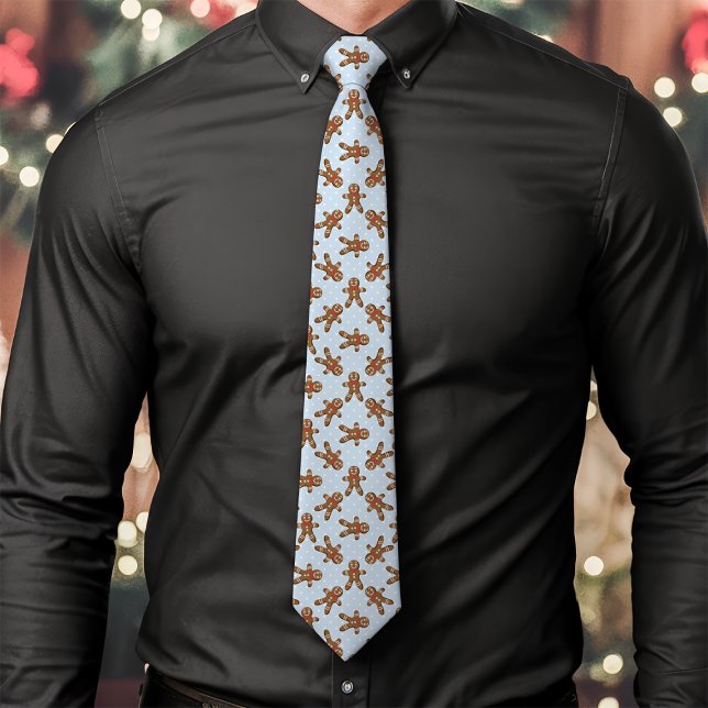 Gravata Homem de Biscoito Azul com Bolinhas de Natal (Criador carregado)