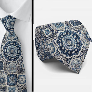 Gravata Homem de Negócios Luxuoso Azulejo Marroquino Azu