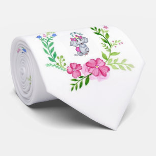 Gravata Homem Designer Elefante Floral