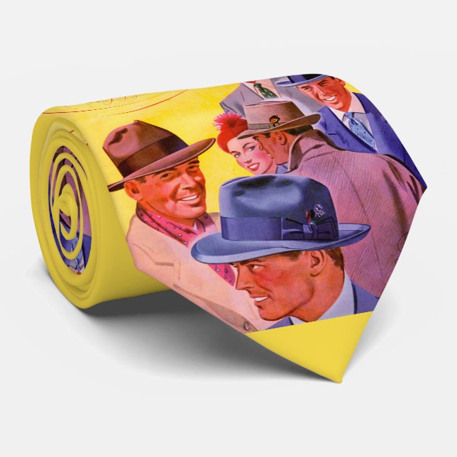 Gravata homens com chapéus estampados (Rolled)
