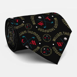 Gravata Homens Personalizados Nomeiam Golfe Negro