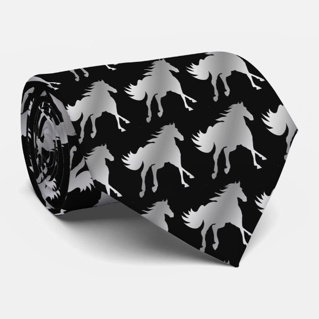 Gravata Horse Mustang Team Mascot Futebol Necktie (Rolled)