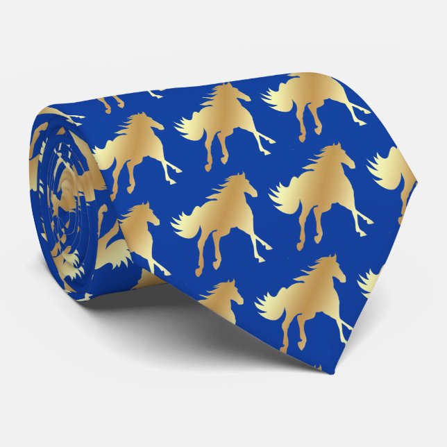 Gravata Horse Mustang Team Mascot Futebol Necktie (Rolled)