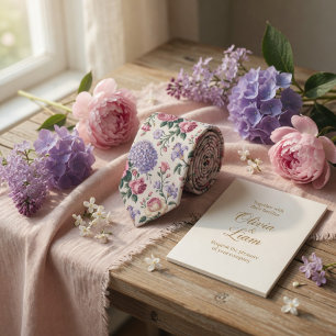 Gravata Hortênsia Rosa Floral Pastel Elegante